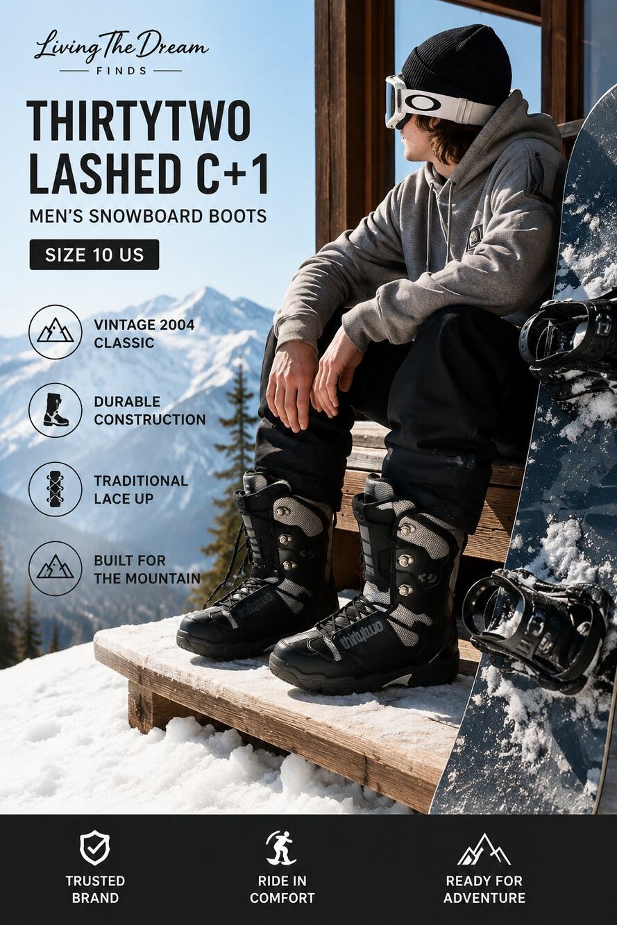 ThirtyTwo Lashed C+1 Men’s Snowboard Boots Black Gray Size 10 US 2004 Vintage